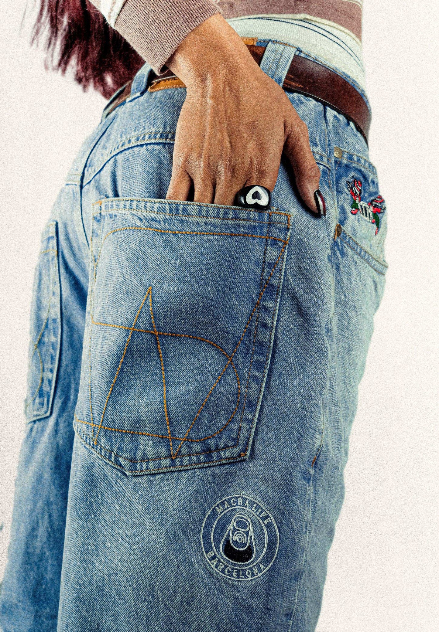 Baggy Denim Shorts Washed Macbalife Collab - Wide Street 