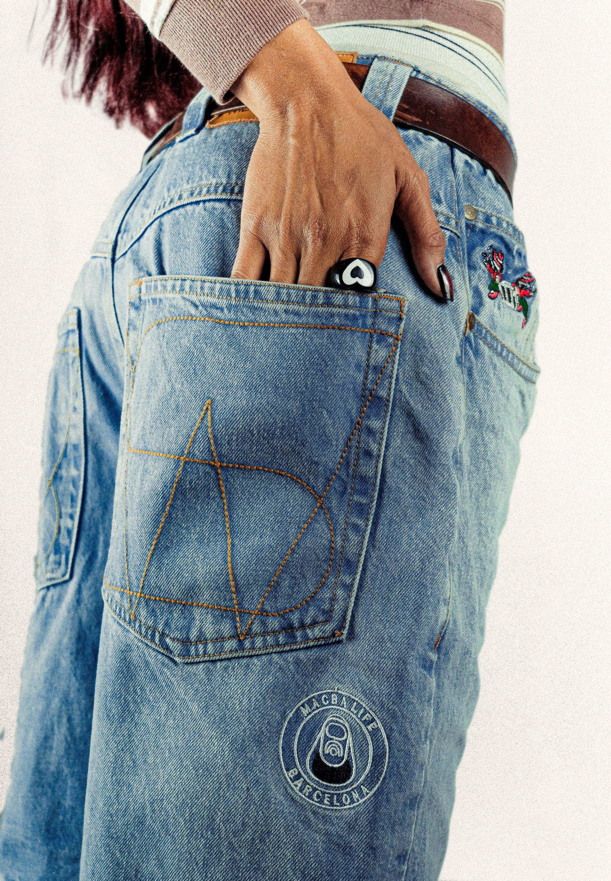 Baggy Denim Shorts Washed Macbalife Collab - Wide Street 