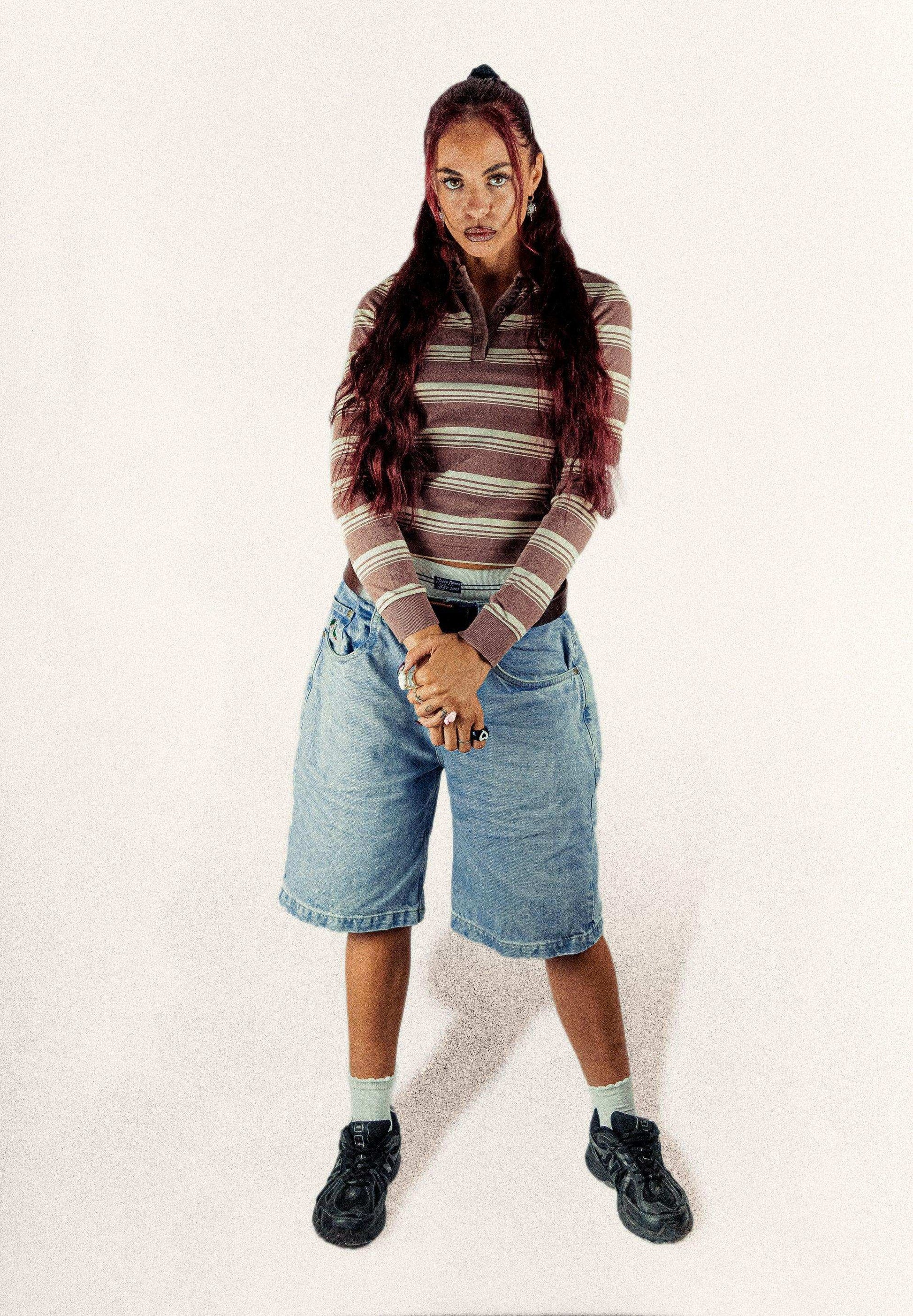 Baggy Denim Shorts Washed Macbalife Collab - Wide Street 