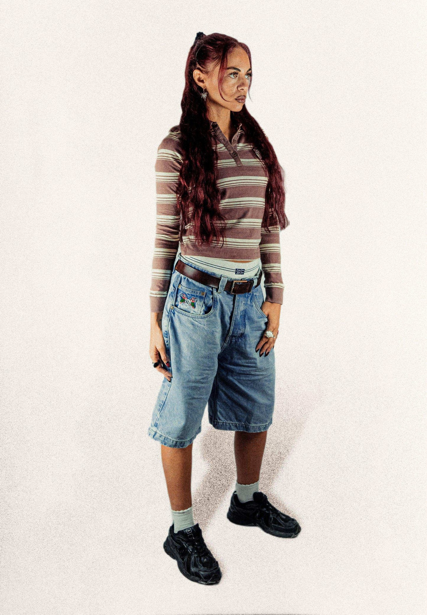 Baggy Denim Shorts Washed Macbalife Collab - Wide Street 