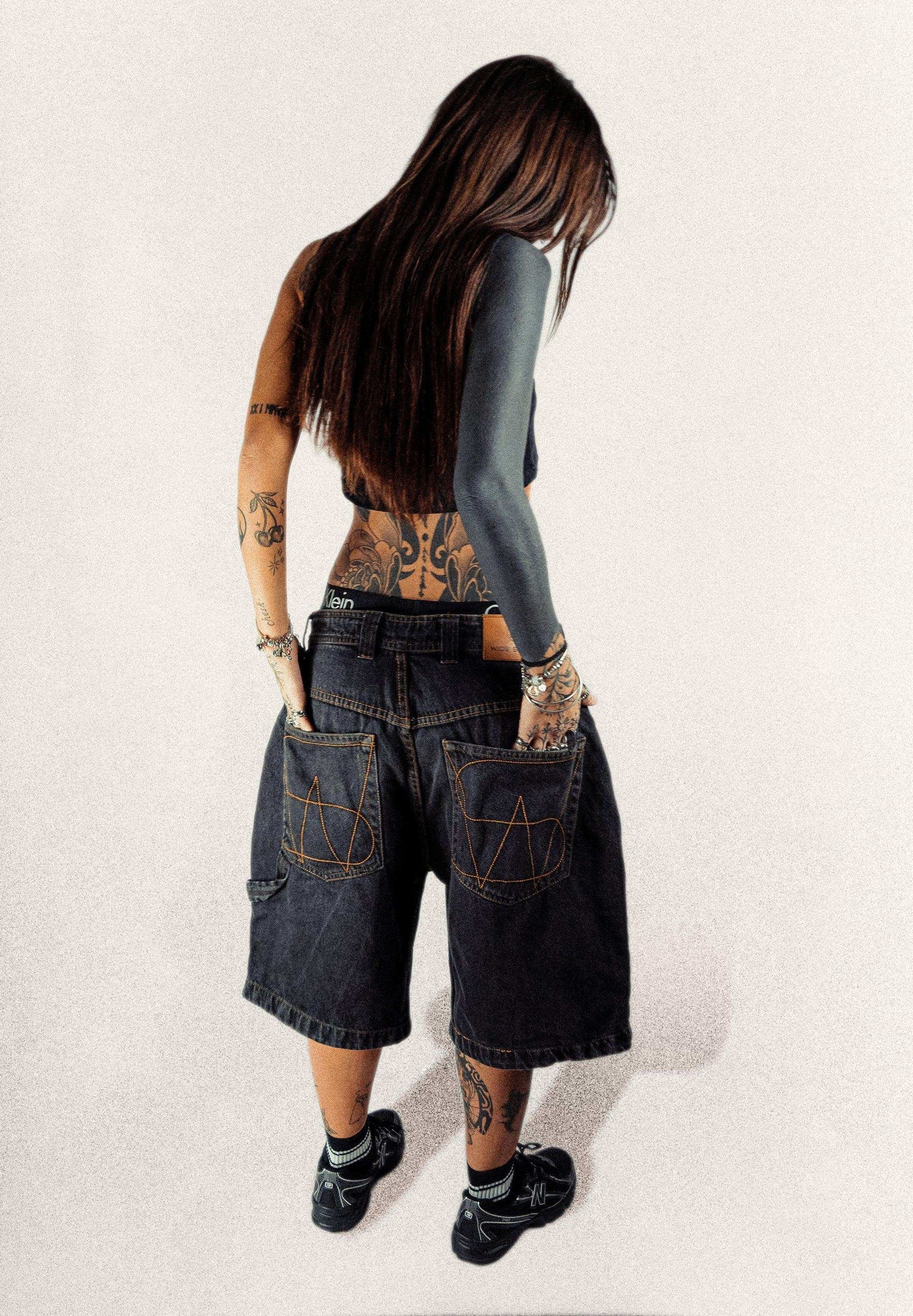 Baggy Denim Shorts Black - Wide Street 
