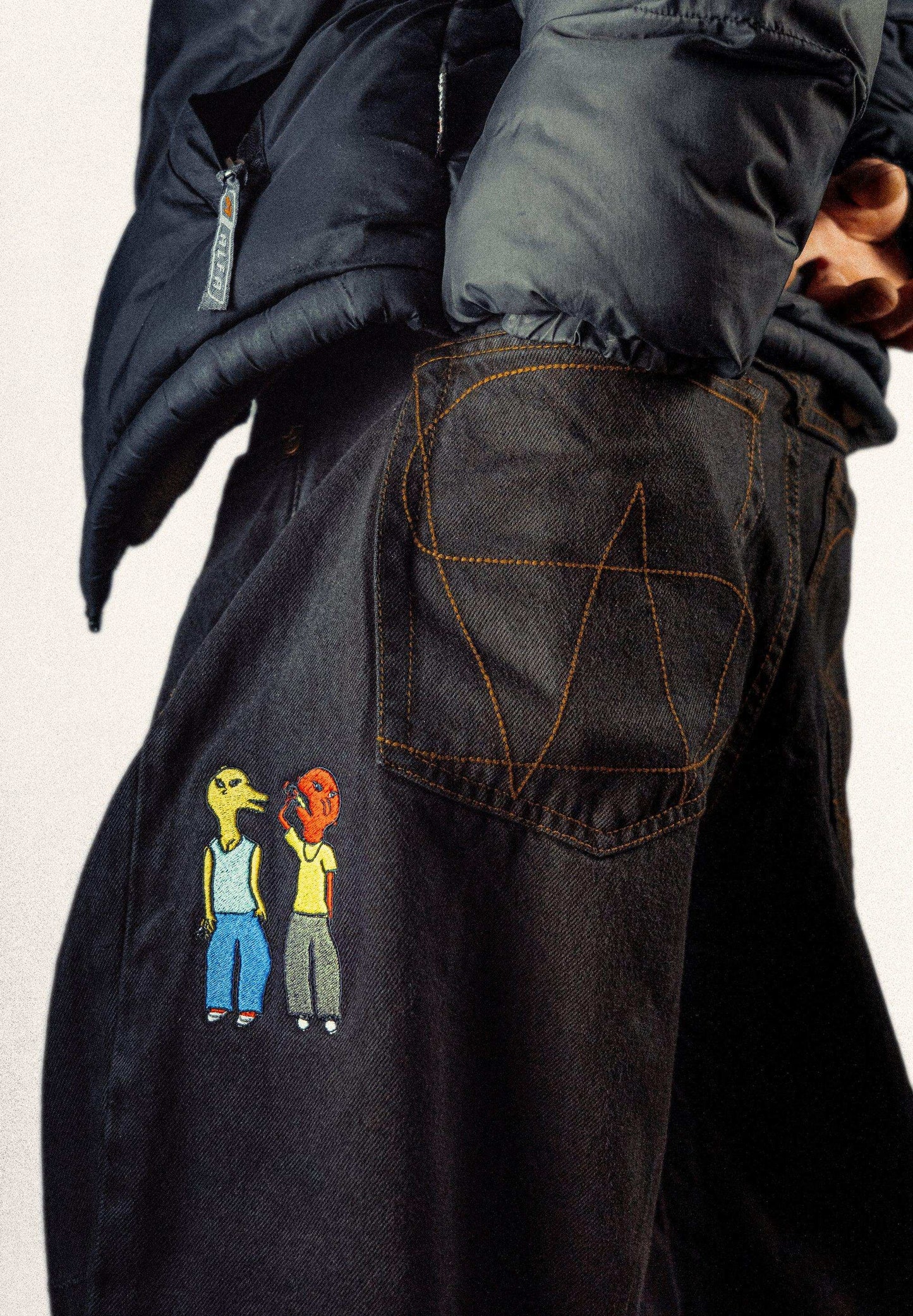 Baggy Denim Pants Black Barcellora Collab - Wide Street 