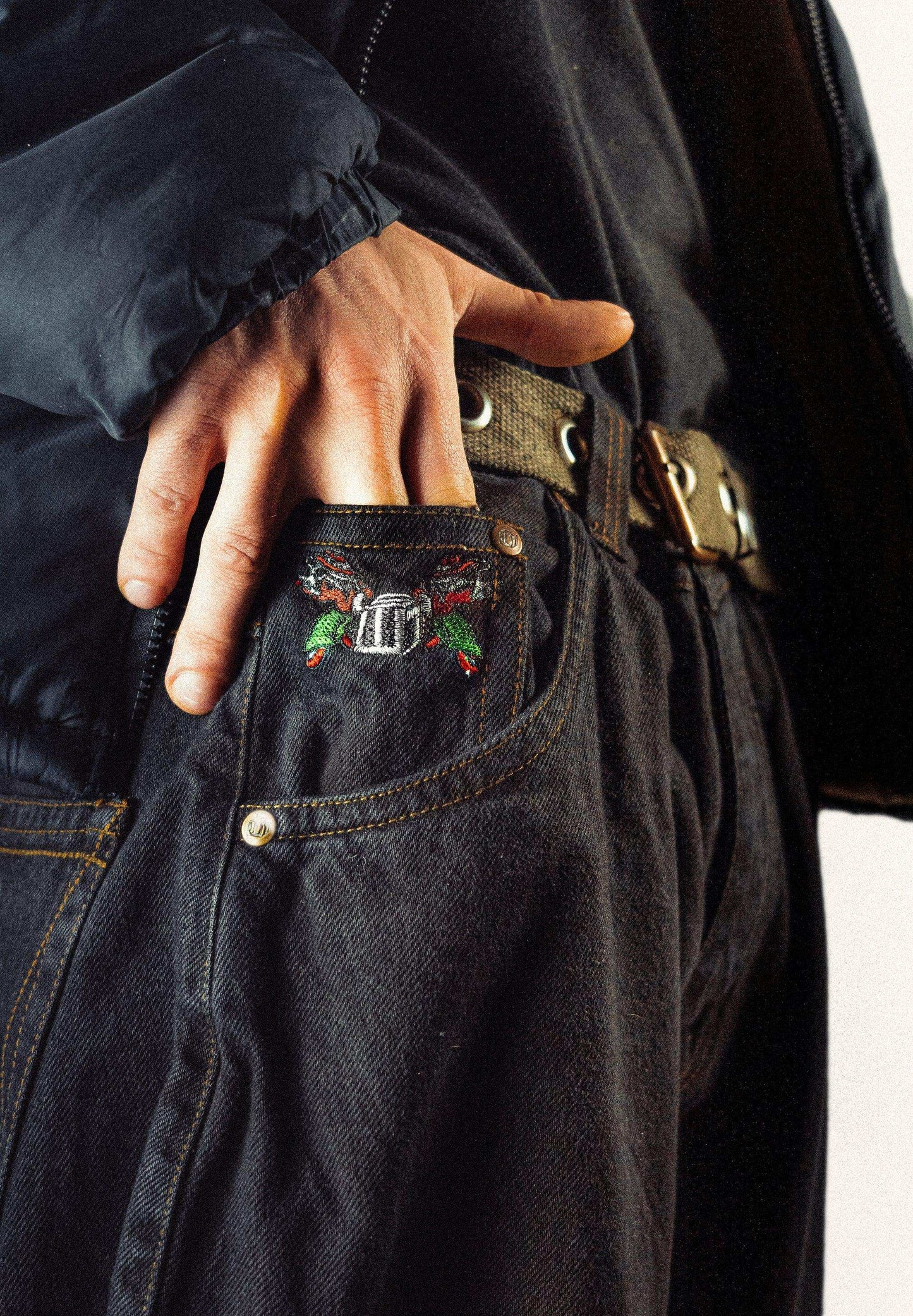 Baggy Denim Pants Black Barcellora Collab - Wide Street 