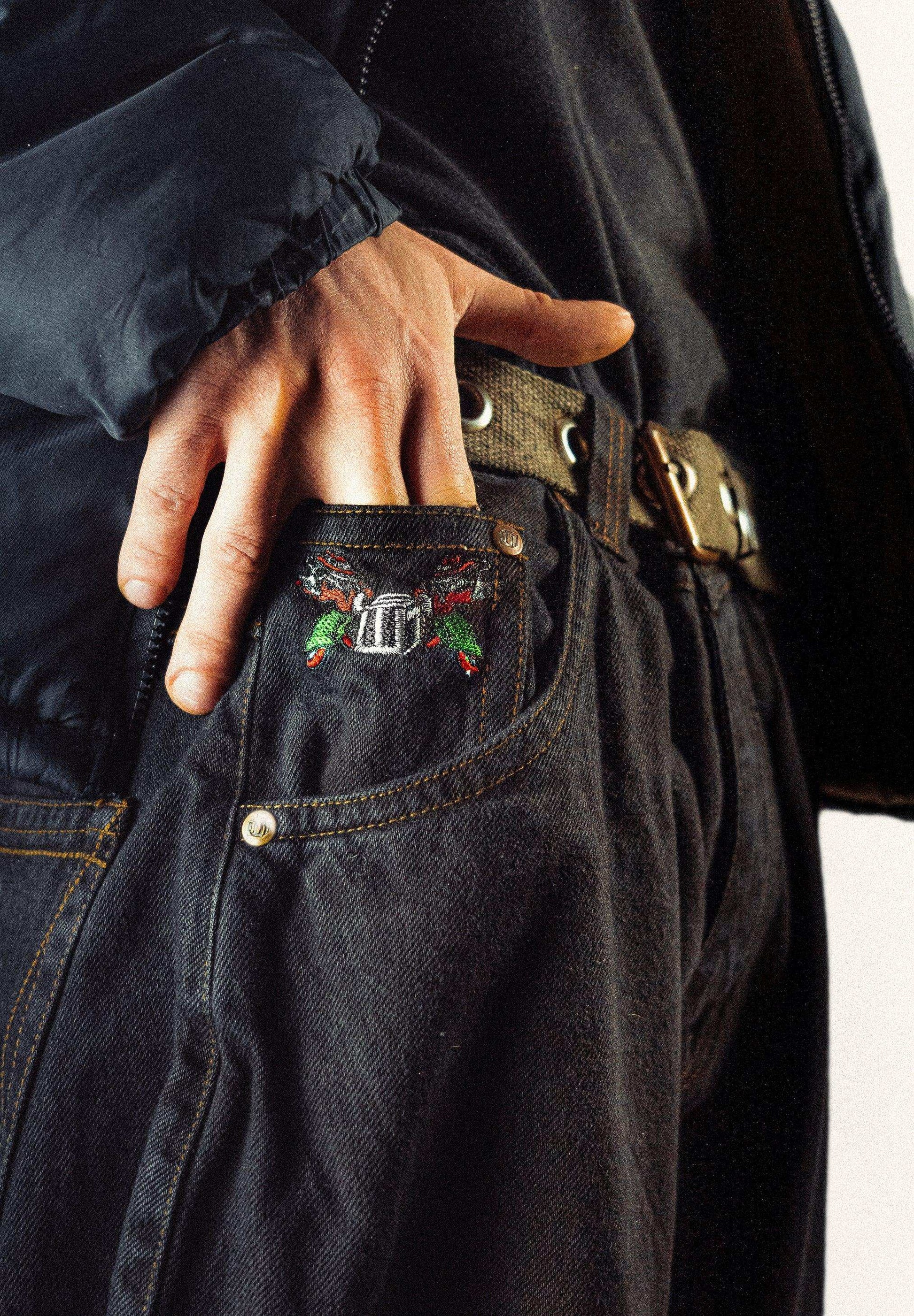 Baggy Denim Pants Black Barcellora Collab - Wide Street 