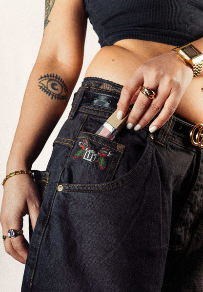 Baggy Denim Pants Black Barcellora Collab - Wide Street 