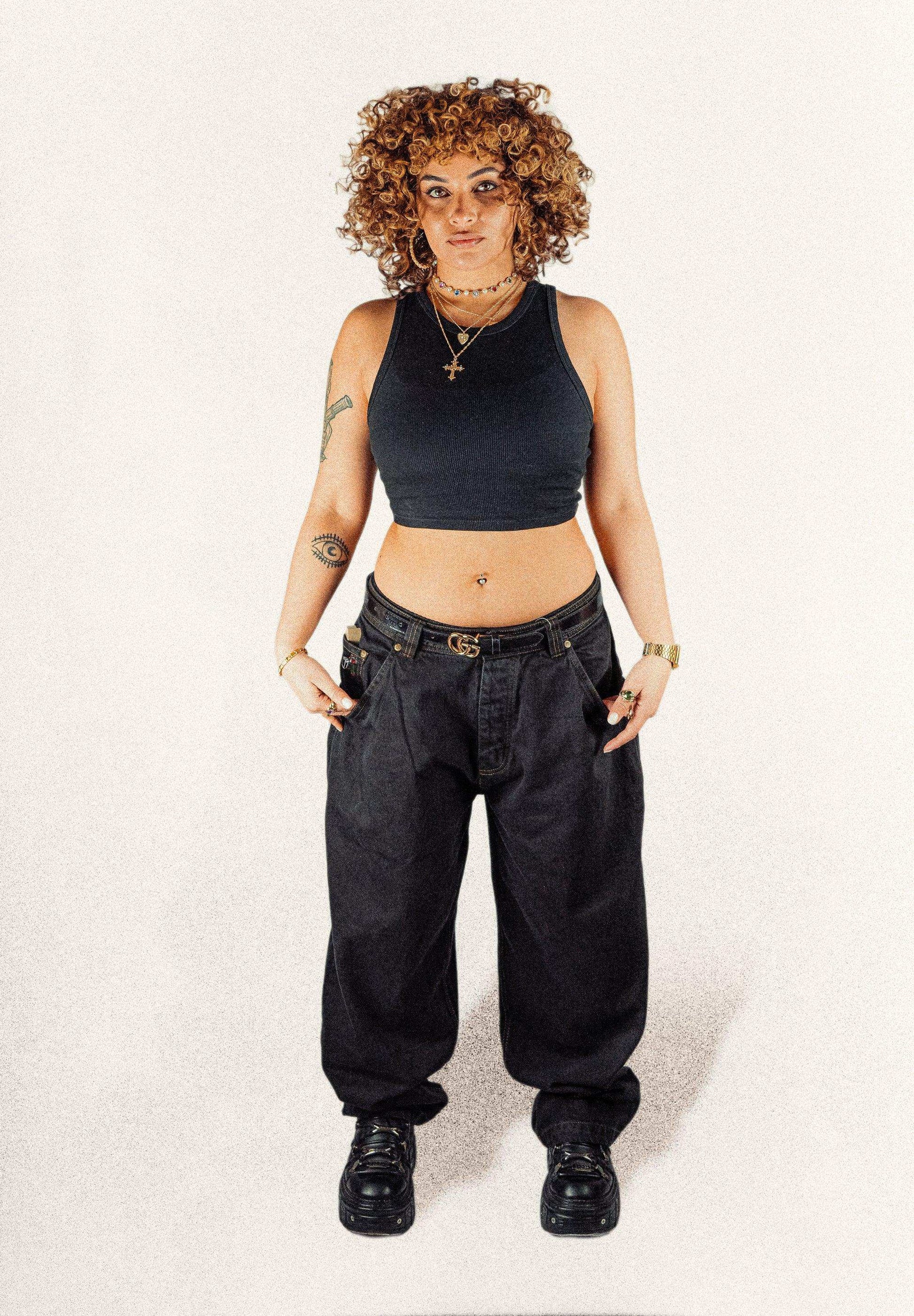 Baggy Denim Pants Black Barcellora Collab - Wide Street 